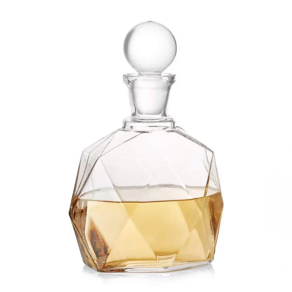 New! 🥃✨Crate&Barrel HAND-BLOWN CRYSTALLINE GLASS W/ FACETED DESIGN Decanter
